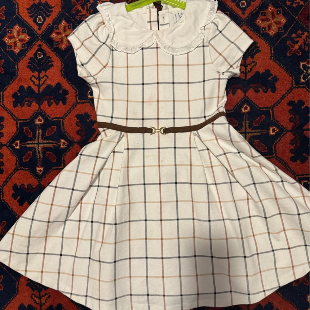 Plaid Kids Dress with Ruffled Collar